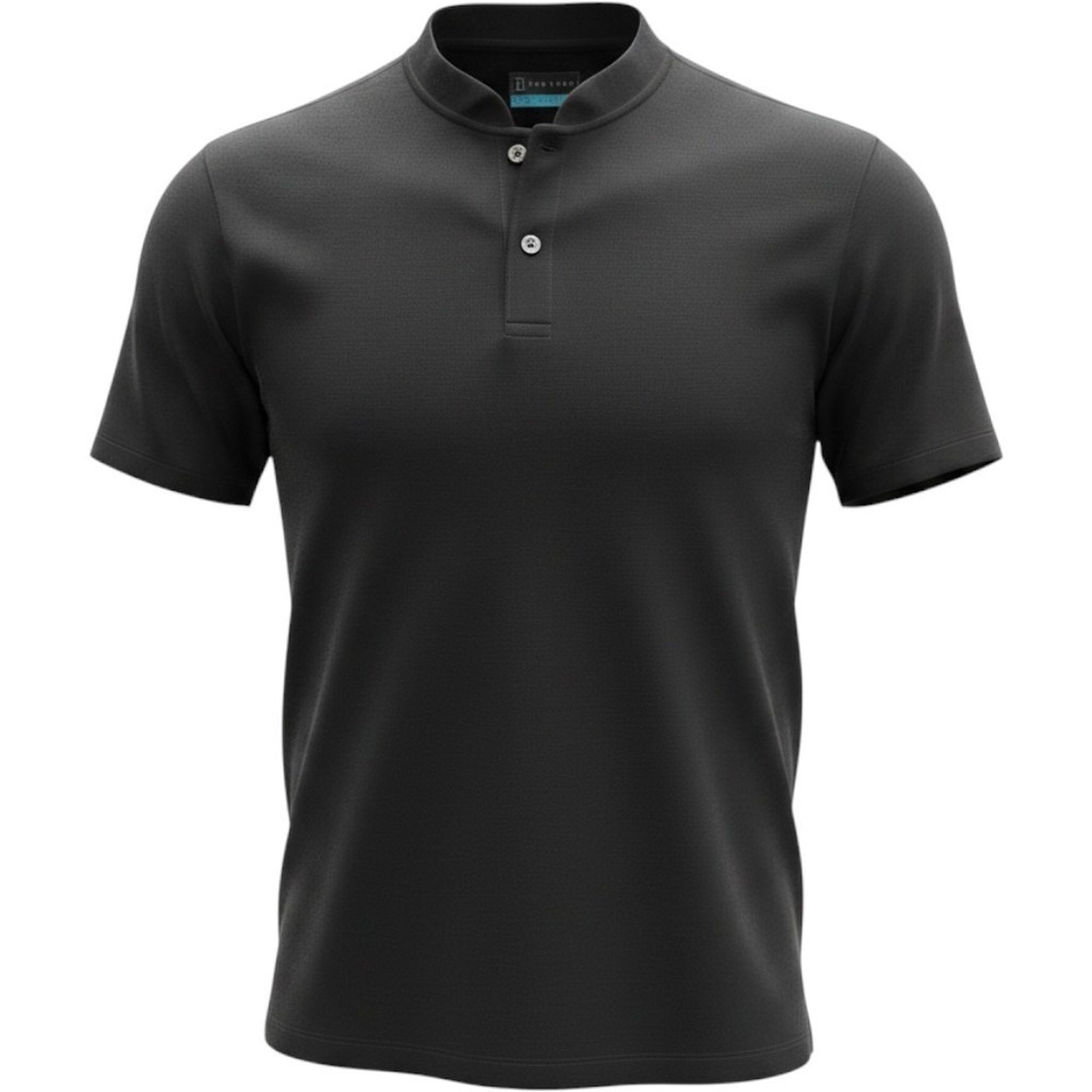 PGA TOUR Men's Black Solid Polo Shirt M Regular Short Sleeve Collared Button